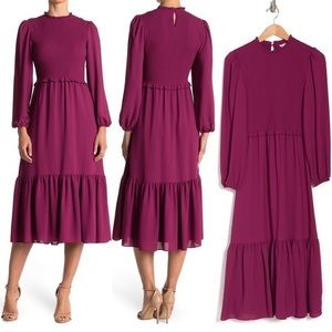 Nanette Lepore Smocked Orchid Full Sleeve Tiered Dress